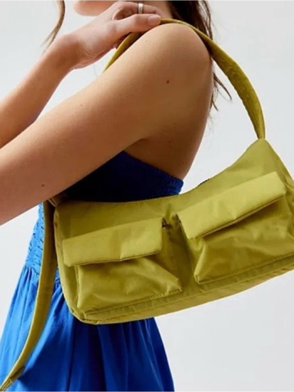BAGGU lemongrass Cargo Shoulder Bag with Front Pockets